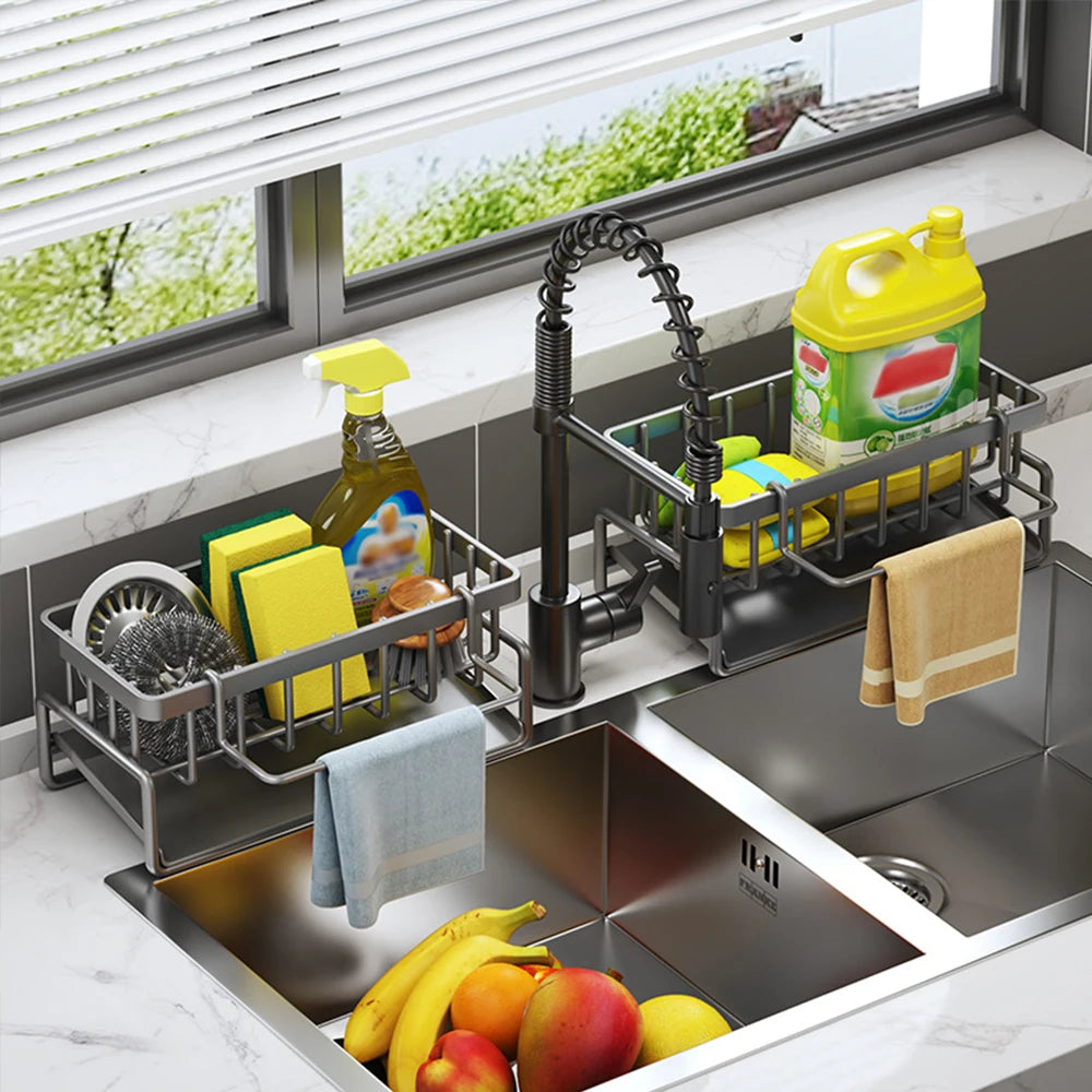 Stainless Steel Sink Shelf – Self-Draining Soap & Sponge Organizer