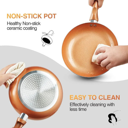 11-Piece Ultra Nonstick Pots & Pans Set, Copper with Ceramic Coating