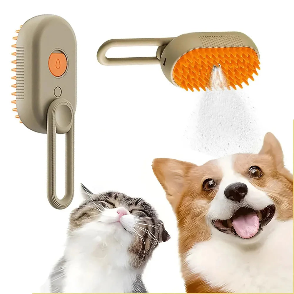 3-in-1 Steamy Dog Brush – Electric Spray for Pet Grooming