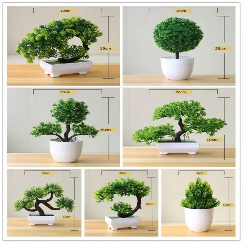 Artificial Potted Bonsai Trees & Flowers for Home & Garden Decor