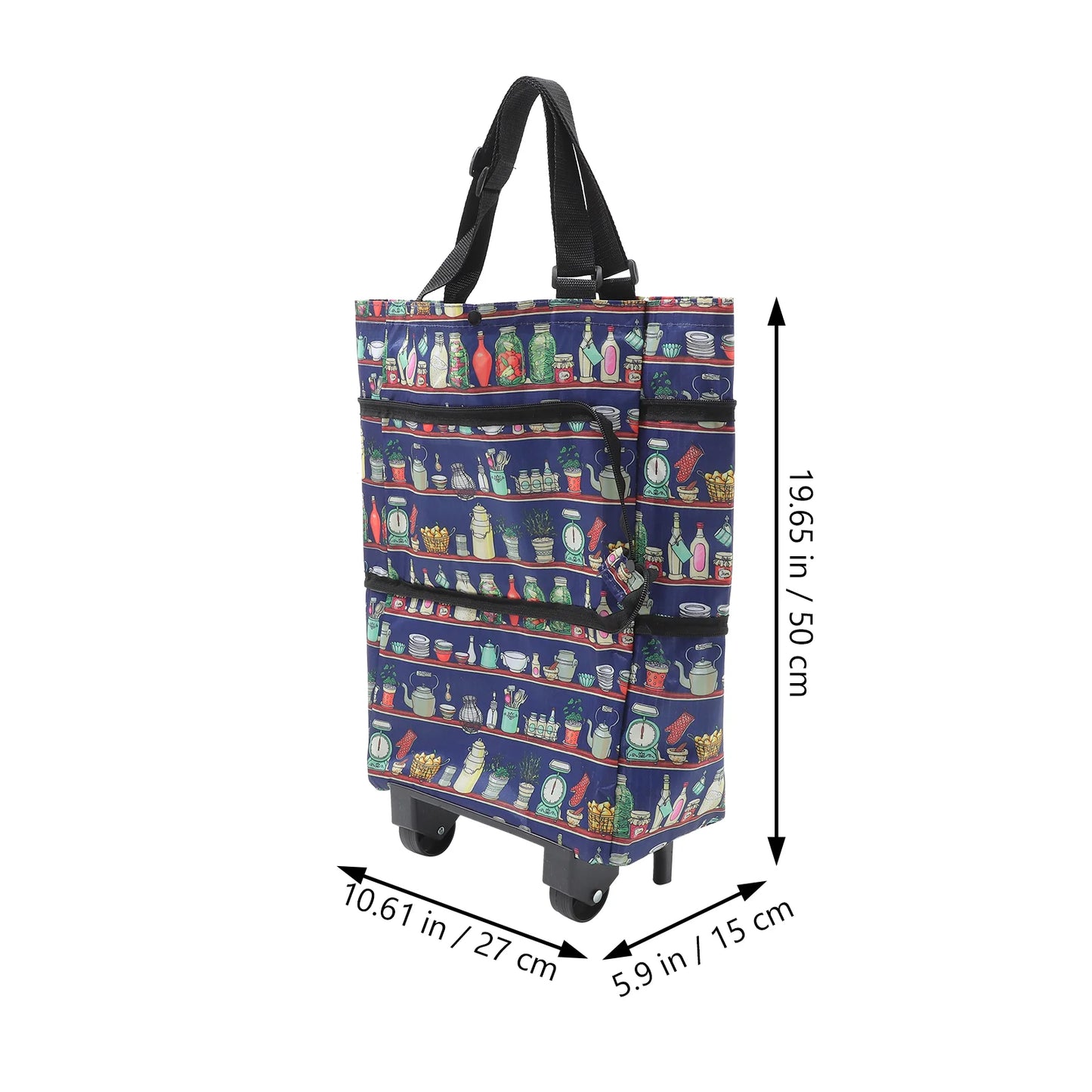 Tote Shopping Bag with Wheels | Foldable Trolley Cart