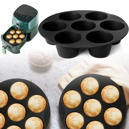 7-Hole Silicone Cake Mold | Air Fryer & Baking Accessory