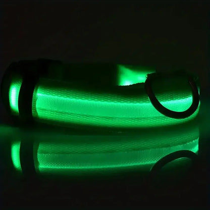 LED Nylon Dog Collar – Night Safety Glow-in-the-Dark Leash