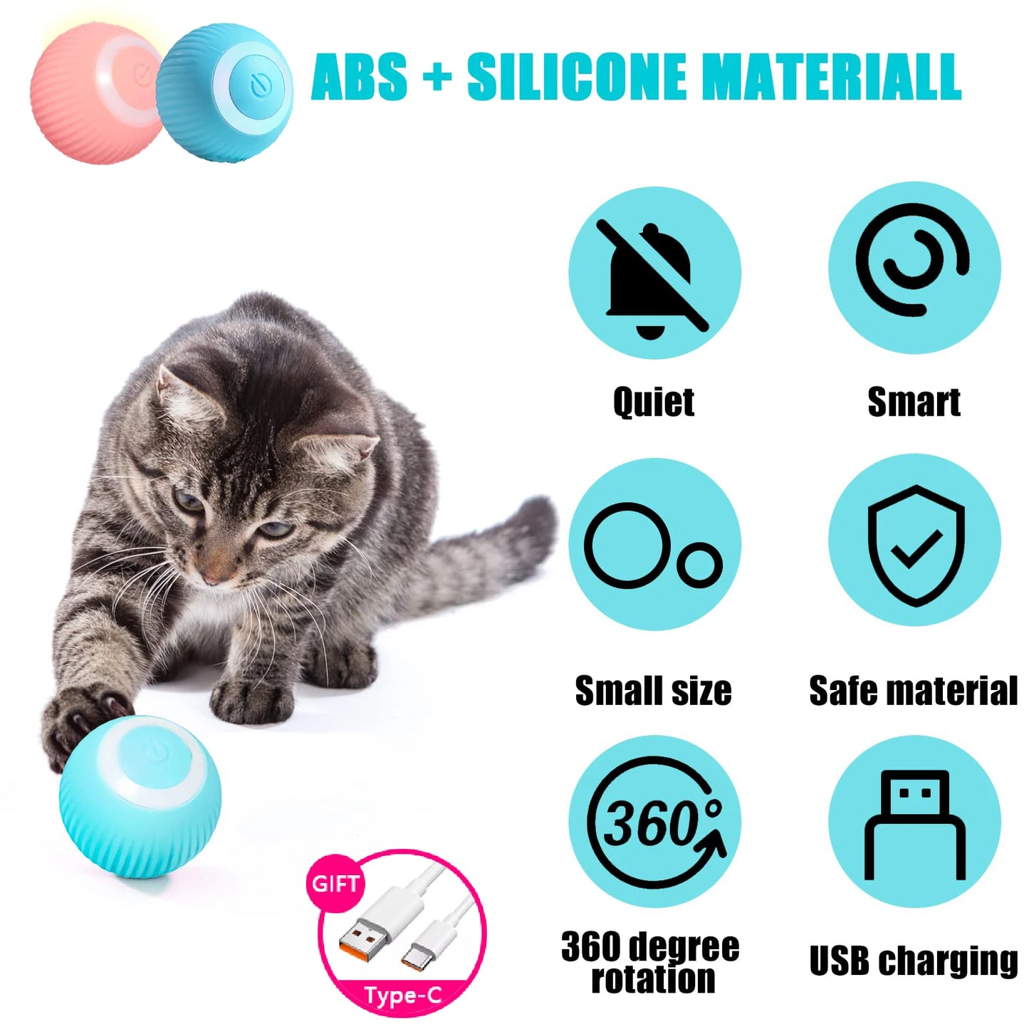 Automatic 360° Rotating Cat Toy Ball – USB Charging Exercise Toy