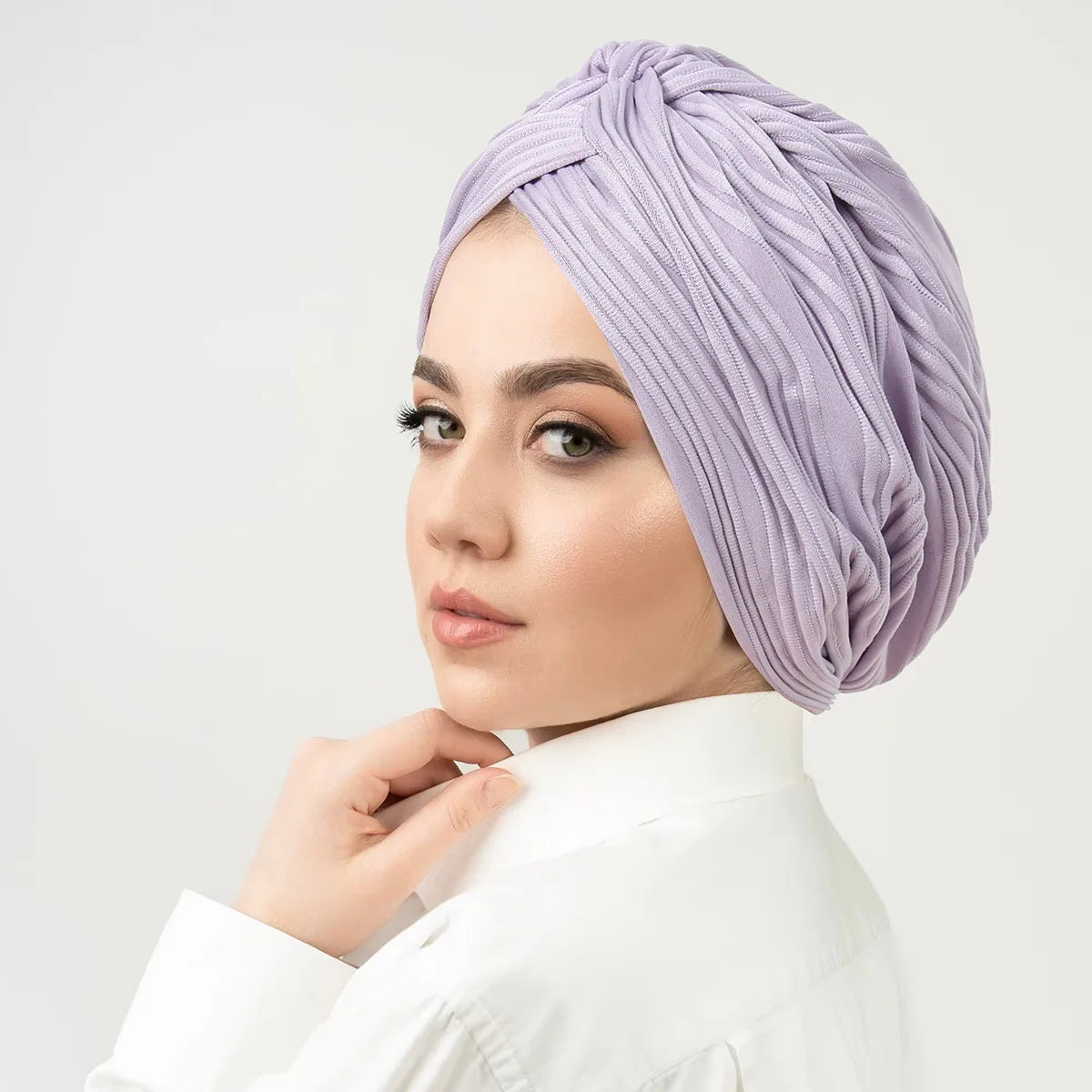 Women Stretchy Knot Turban Muslim Hat islamic inner Hijab Caps Head Scarf Bonnet Hair Loss Chemo Caps Elastic Headband Turban