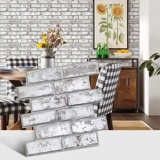 3D Whitewash Brick Tile Stickers – Water & Mold Resistant, 30cm x 30cm