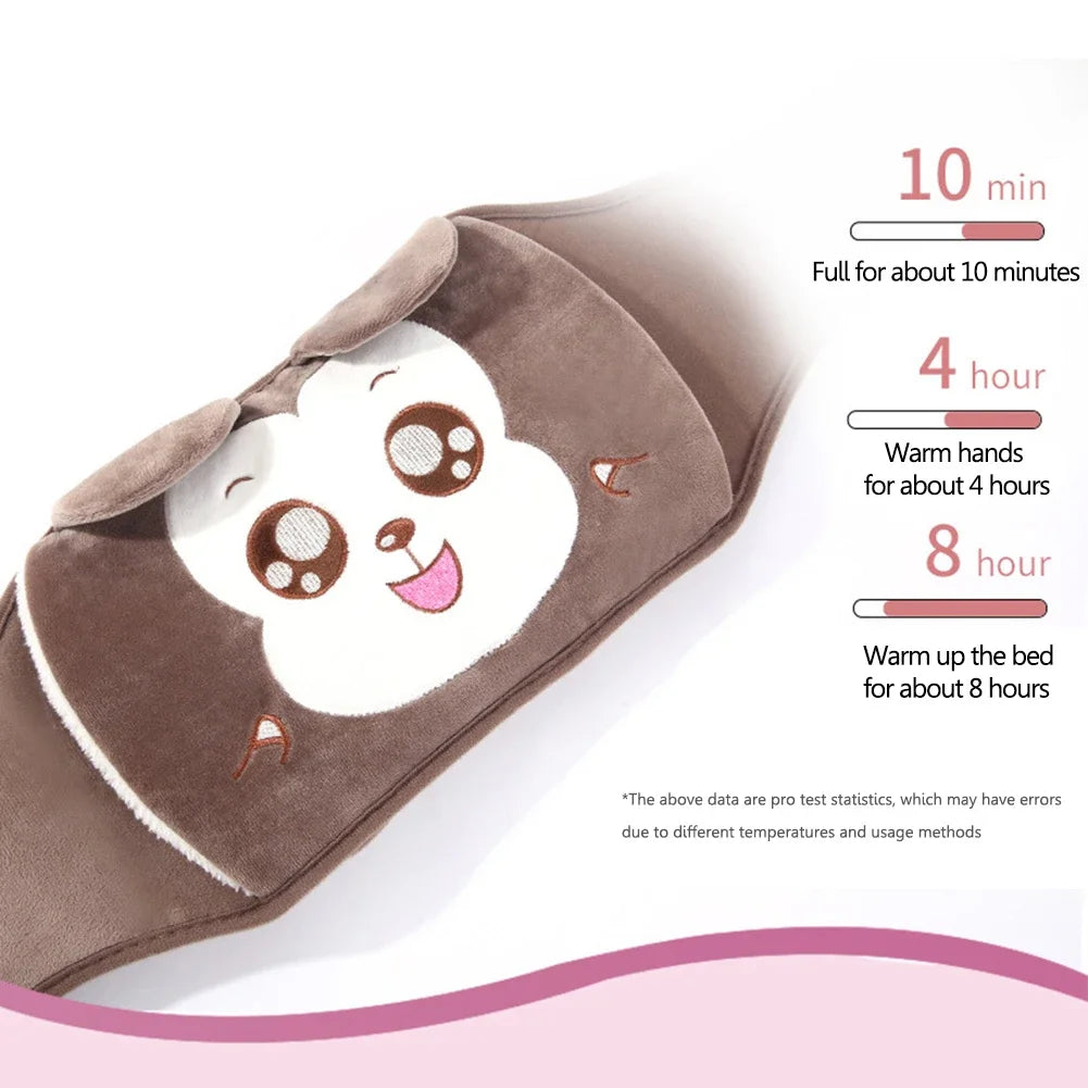 1 Set 1000ml Hot Water Bottle Bag With Plush Waist Cover For Pain Relief Winter Warm Waist Bag Stomach Abdominal Band Wrap