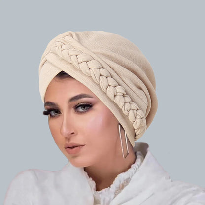 Lady Rural Girl Solid Women Bandanas Stretchy Turban Cap Female Chemotherapy Headwear Braid Hat Polyester Caps SE009