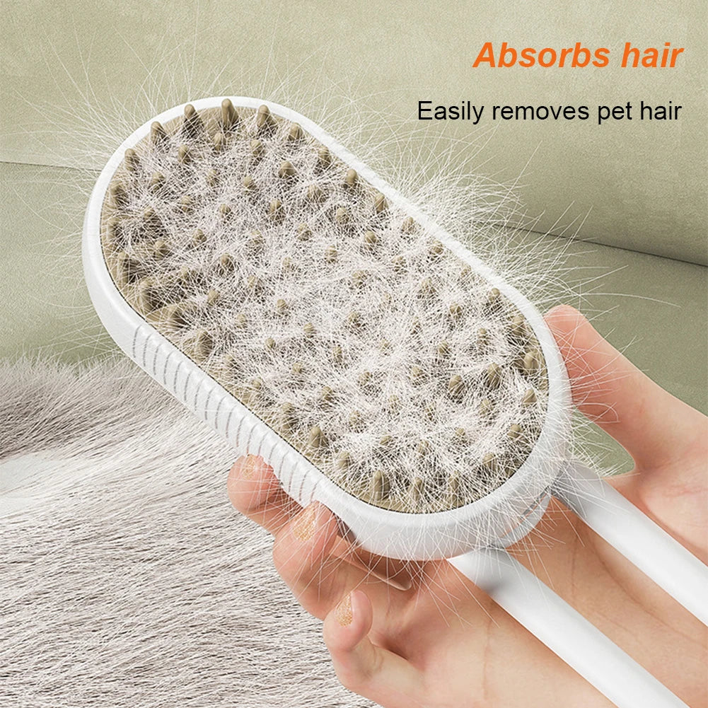 3-in-1 Pet Steam Brush – Spray, Massage & Hair Removal Comb