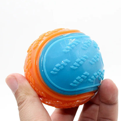 Soft TPR Dog Teeth Cleaning Toy – Bite-Resistant Squeaky Ball