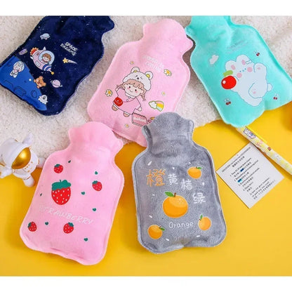 Tummy Warmers Hot Water Bottle Rubber Bag Cute Cartoon Warm Relaxing Safe Heat Cold Large Plush Cloth Hot Water Bag