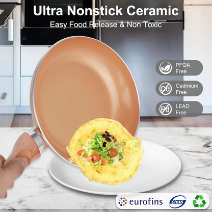 11-Piece Ultra Nonstick Pots & Pans Set, Copper with Ceramic Coating