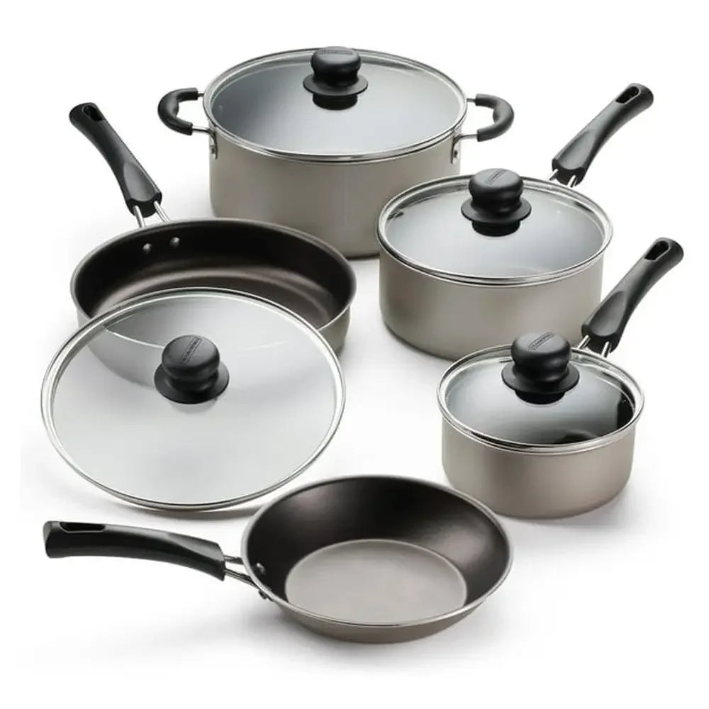 9-Piece Nonstick Cookware Set, Aluminum, Stay-Cool Handles & Glass Lids