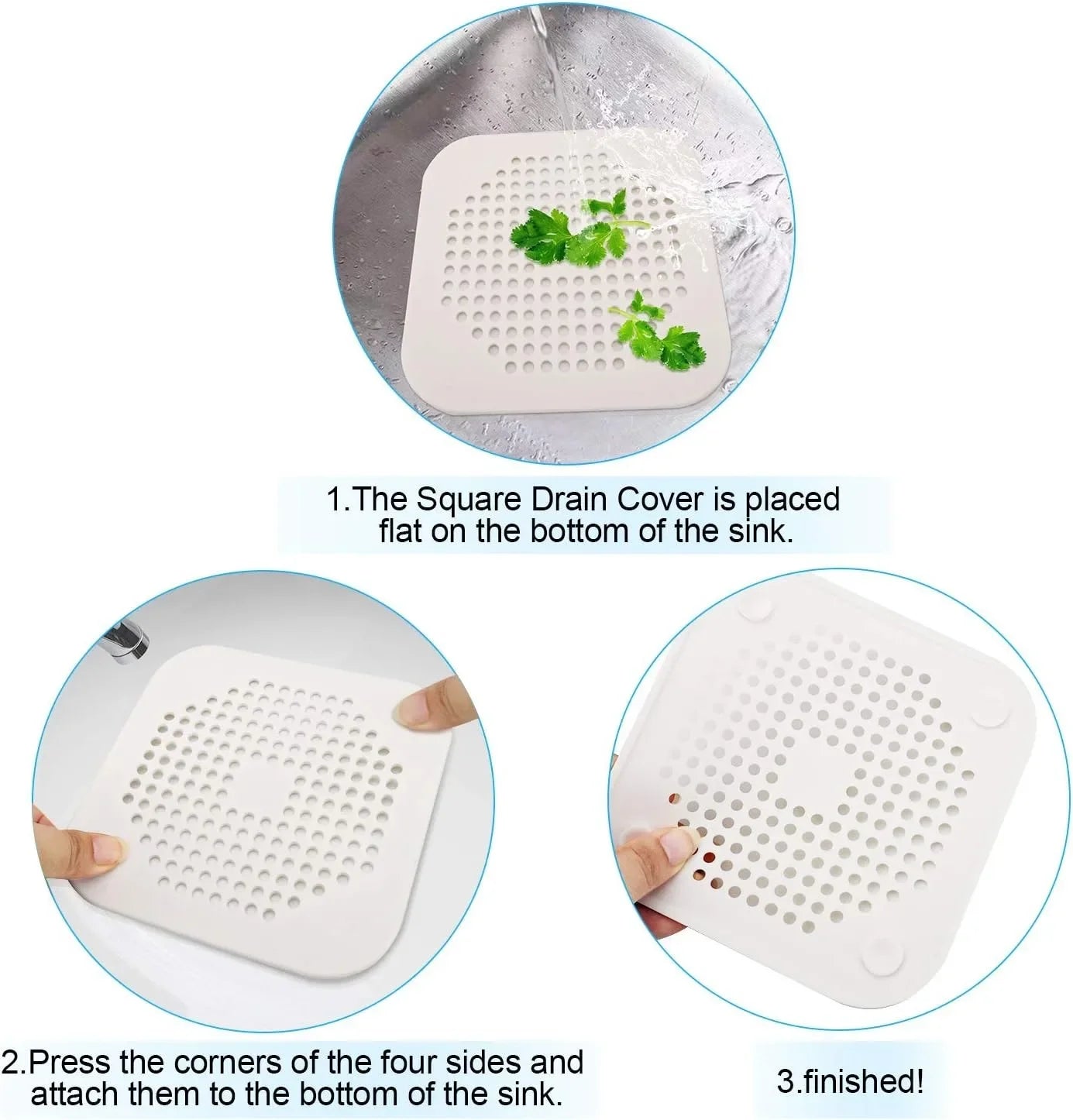 Anti-Clogging Drain Mat – Suction Cup Hair Filter for Kitchen & Bath