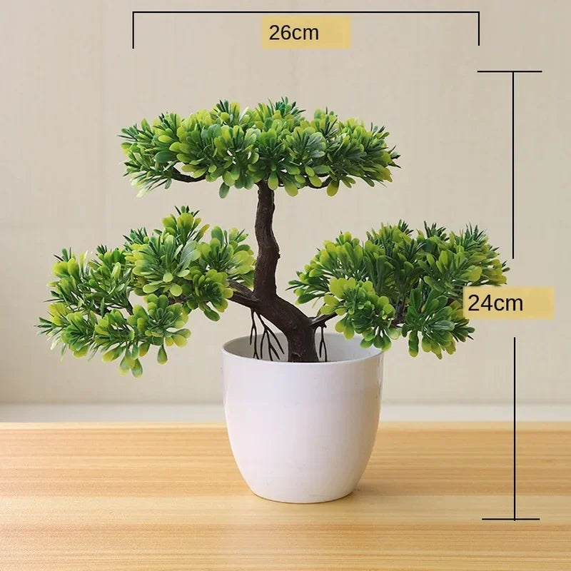 Artificial Potted Bonsai Trees & Flowers for Home & Garden Decor