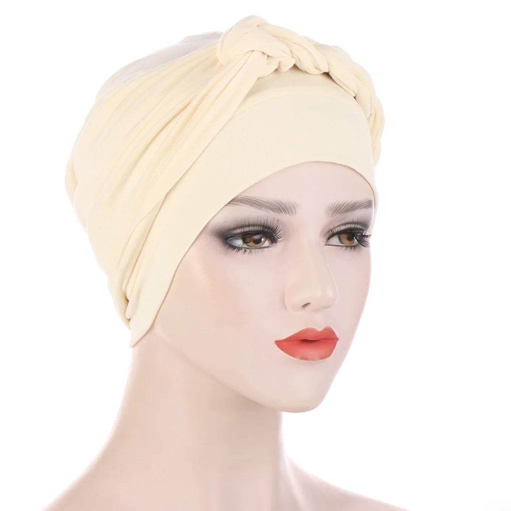 ALTOBEFUN Lady Rural Caps Girl Dots Women Bandanas  Stretchy Turban Cap Female Chemotherapy Headwear Braid Hat Polyester HT193