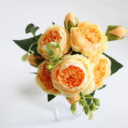 Artificial Peony & Rose Bouquet | Silk Flowers for Home & Wedding Decor