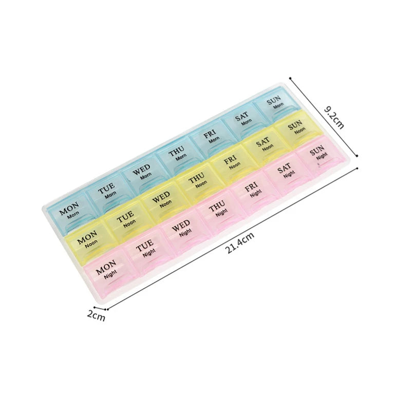 Portable Travel Pill Box Cases Organizer 7 Days 21 Grids 3 Times One Day with Large Compartments for Vitamins Medicine Fish Oils