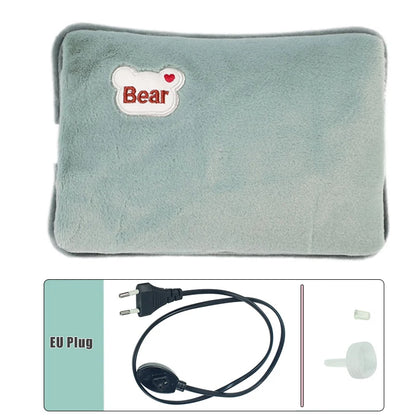 Rechargeable Hot Water Bottle Cute Electric Hand Warmer EU Plug Reusable Hot Compress Bag Heating Pad Hand Pocket Warmer