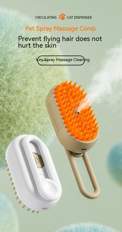 3-in-1 Pet Steam Brush – Spray, Massage & Hair Removal Comb