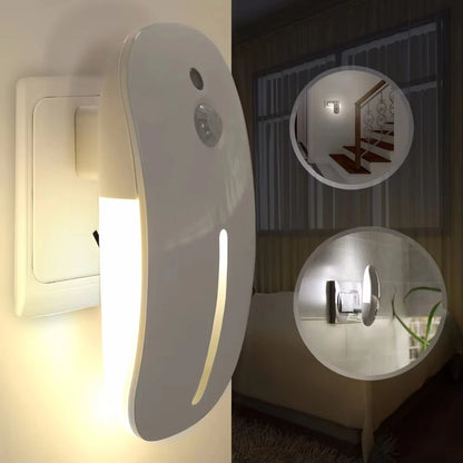 EU Plug LED Night Light Human Body Induction Wall Lamp Bedside Lamp for Home Bedroom Hallway Pathway 6500K 3000K