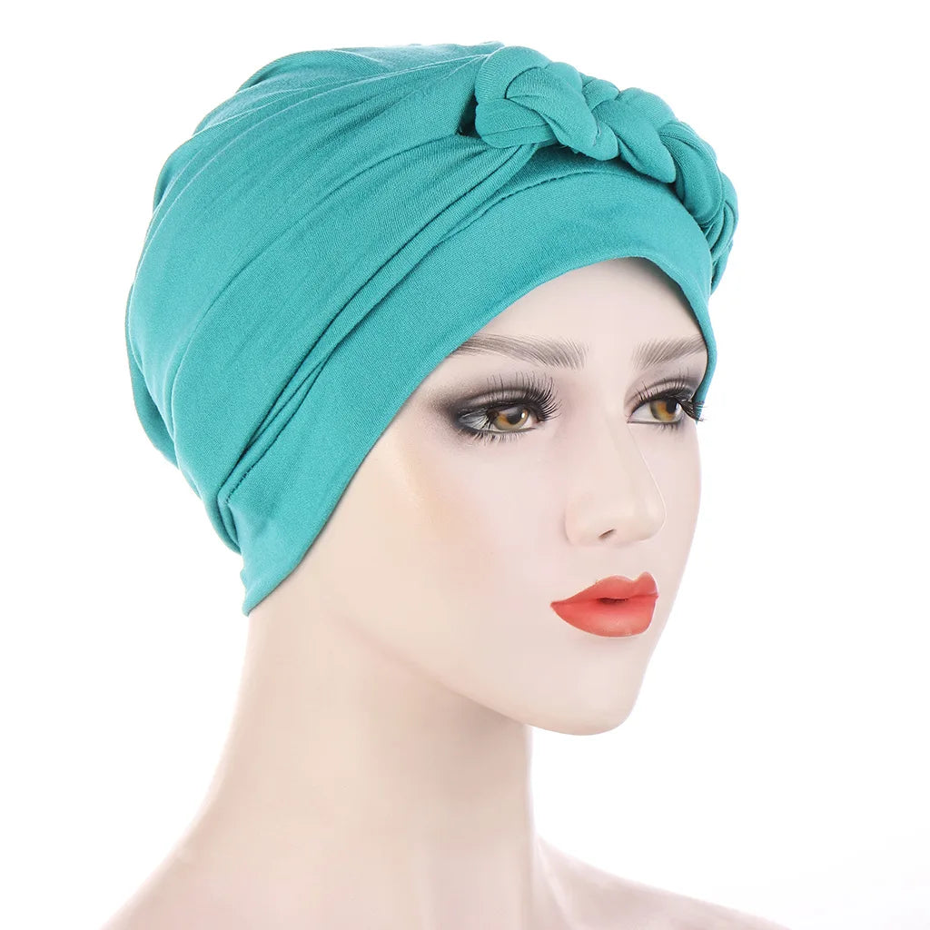 ALTOBEFUN Lady Rural Caps Girl Dots Women Bandanas  Stretchy Turban Cap Female Chemotherapy Headwear Braid Hat Polyester HT193