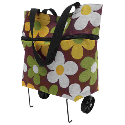 Large Foldable Grocery Tote Bag with Wheels & Trolley