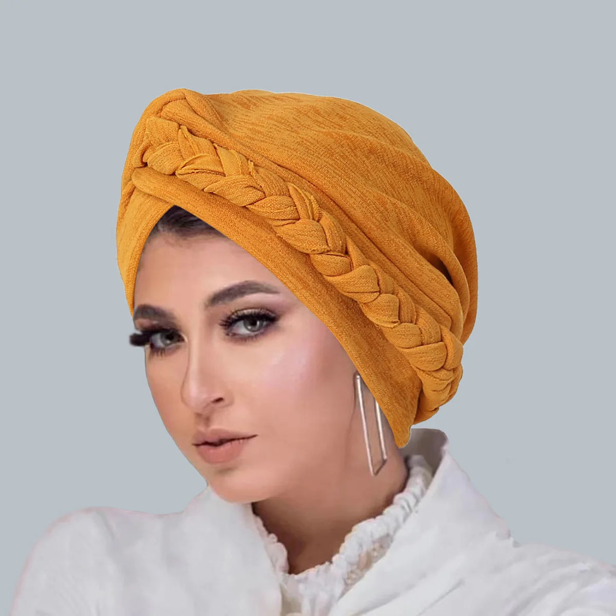 Lady Rural Girl Solid Women Bandanas Stretchy Turban Cap Female Chemotherapy Headwear Braid Hat Polyester Caps SE009