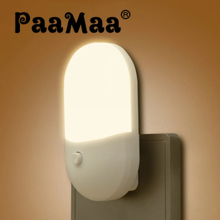 PaaMaa Bedside Lamp Night light EU US Plug LED Night Light AC220V Bedroom Lamp Gift for Children Cute Night Lamp For Corridor WC