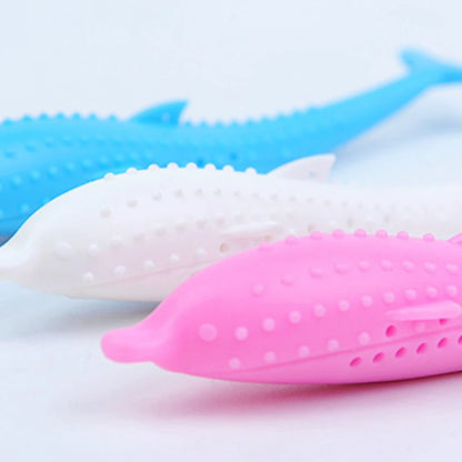 Fish-Shaped Cat Teeth Brushing Toy – Silicone Chew Toy with Catnip