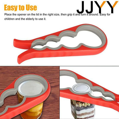 JJYY Multi-functional 4-in-1 Can and Jar Lid Screwer Non-slip Twist Bottle Opener Multifunctional Can and Jar Opener Kitchenware