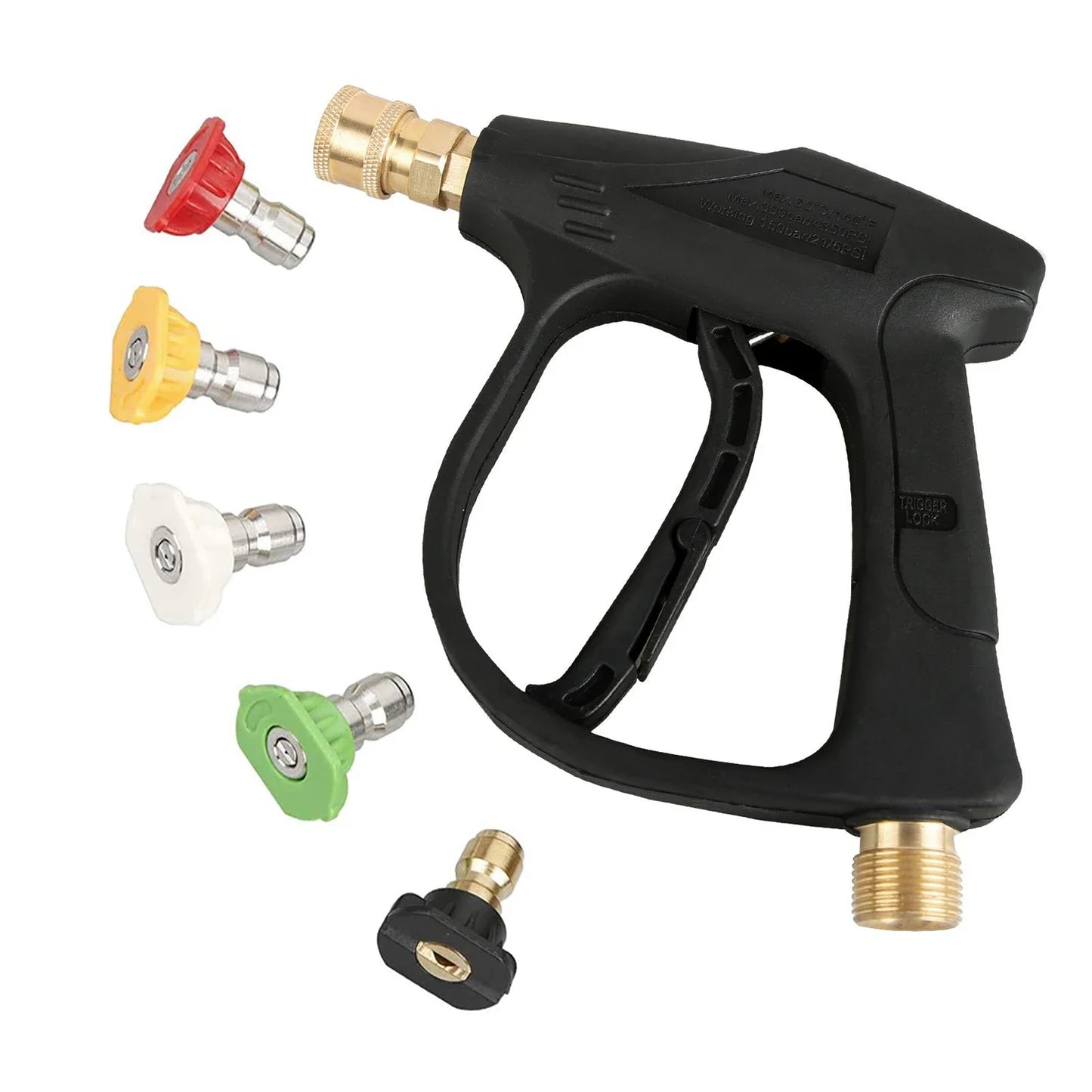 High Pressure Washer Gun 5 Nozzles & M22 Coupler for Car & Garden Cleaning