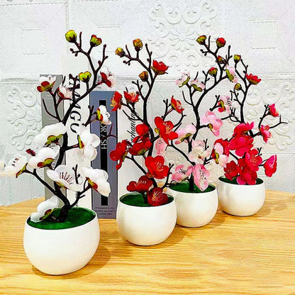 Artificial Bonsai Silk Plum Blossom Flowers for Home Decor