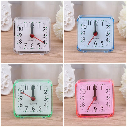 Mini Square Analog Alarm Clock | Silent Non-Ticking Design