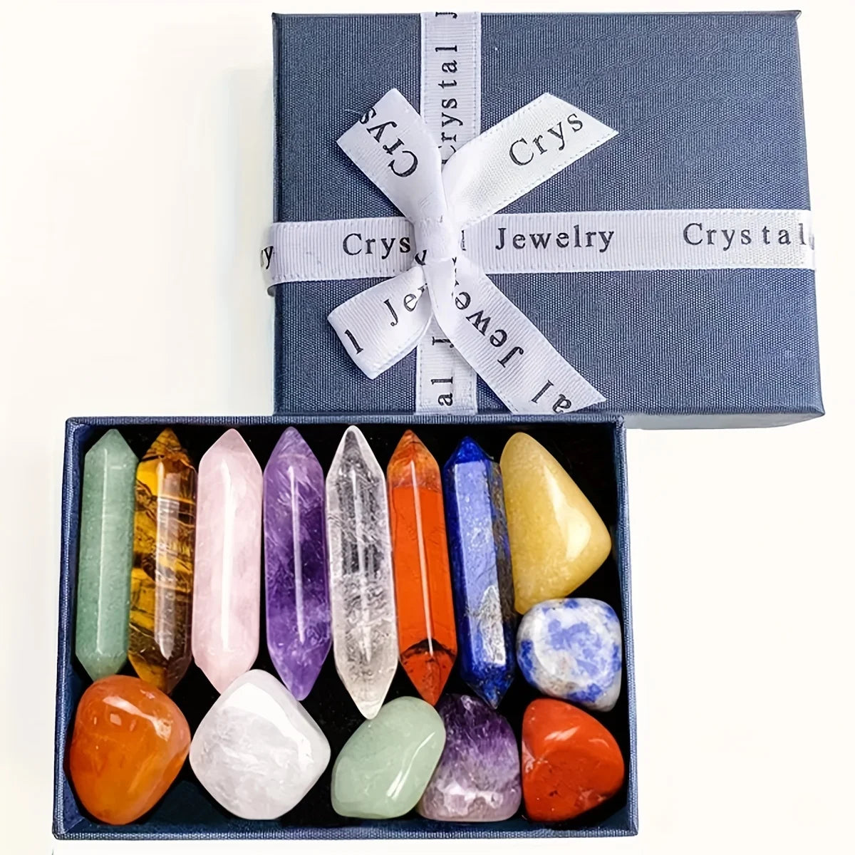 Crystal healing chakra stones Pillar Set | Yoga Energy & Home Decor Gift