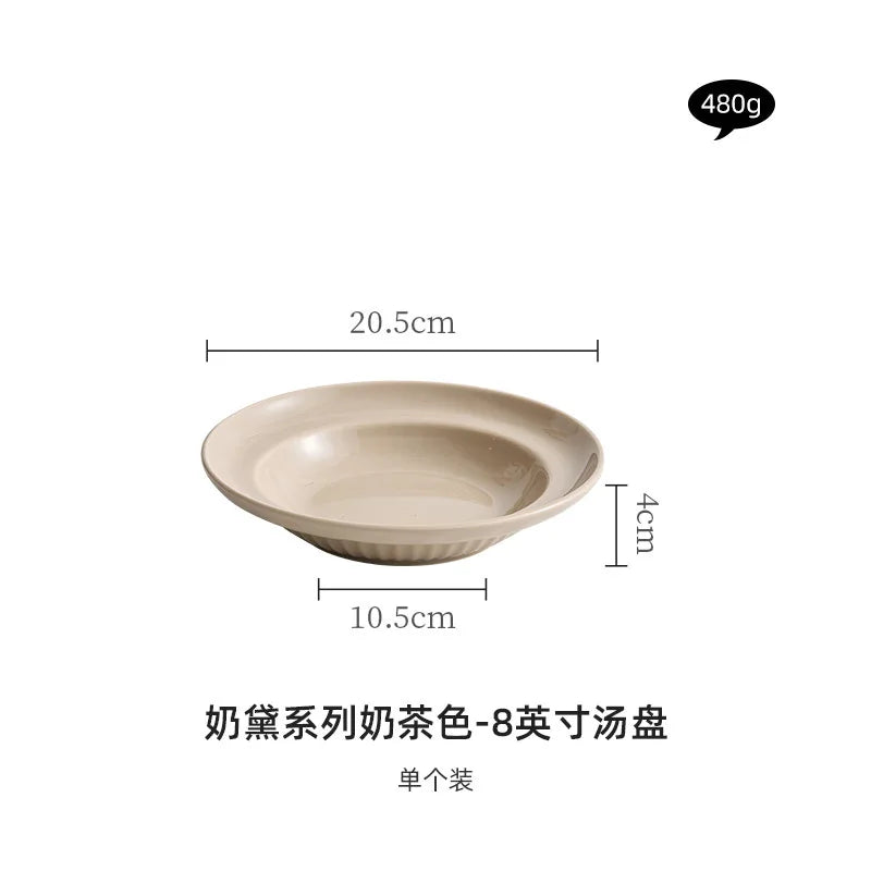 Cream Style Ceramic Bowl Set | High-End Japanese & Chinese Tableware, Kitchen Accessories