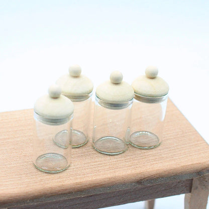 Dollhouse Clear Glass Jar Miniature Storage Bottles