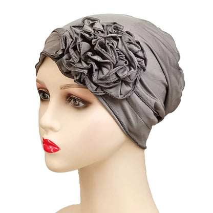 Stretchy Flower Turban Caps for Women Muslim Headscarf Bonnet Female Head Wraps Lady Hair Accessories Cancer Chemo Cap