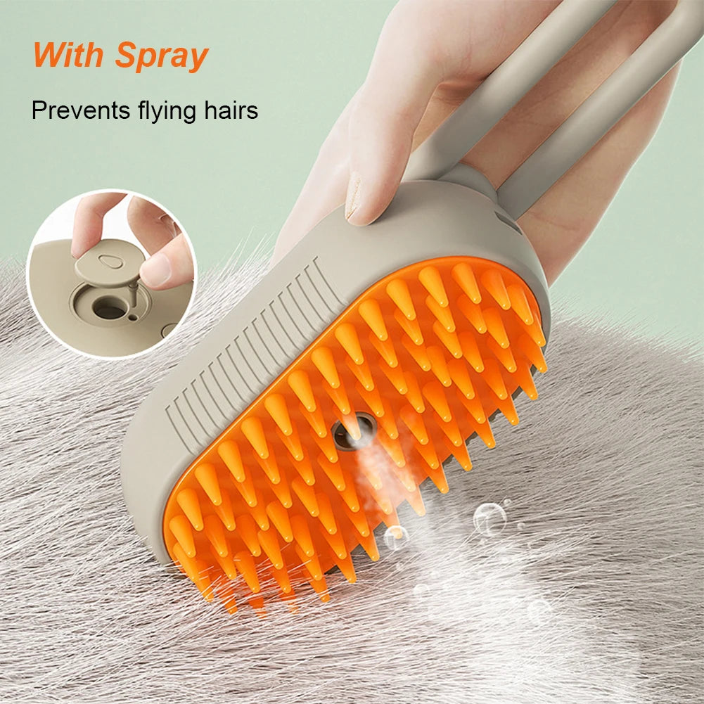 3-in-1 Pet Steam Brush – Spray, Massage & Hair Removal Comb