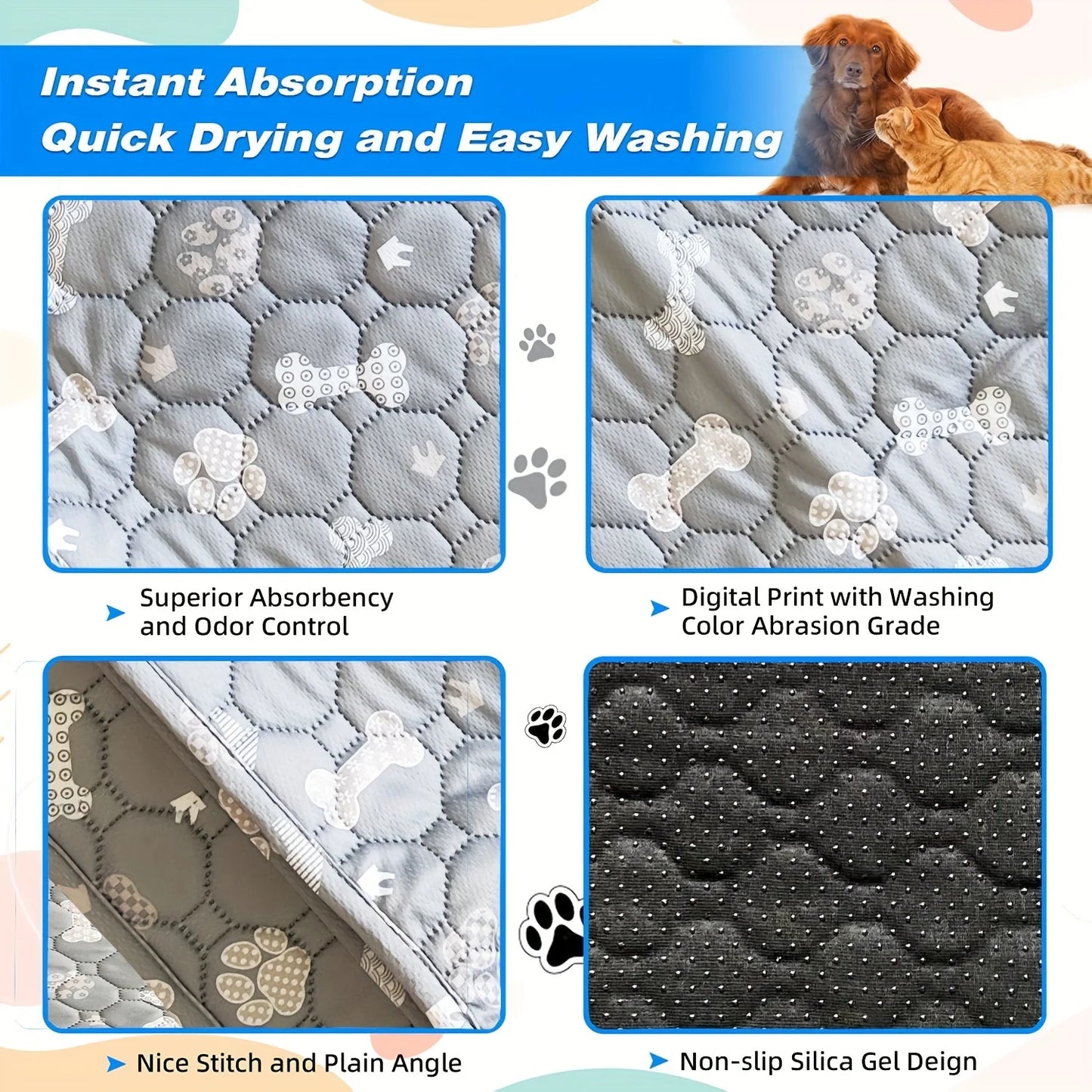 4-Layer Washable Dog Pee Pad – Reusable Training & Whelping Mat