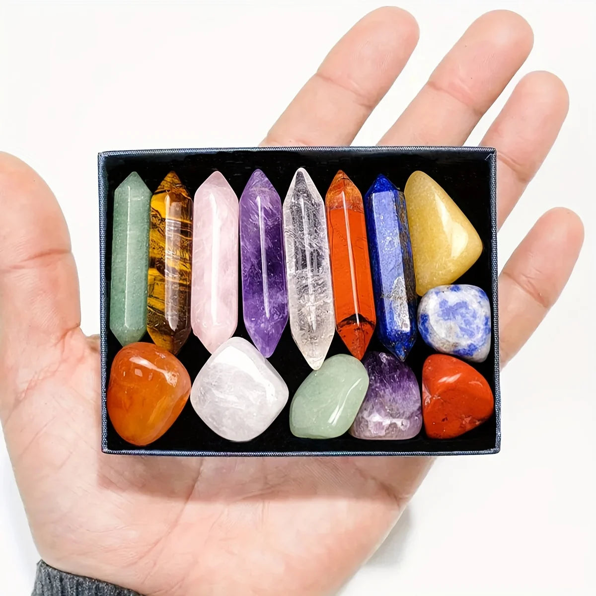 Crystal healing chakra stones Pillar Set | Yoga Energy & Home Decor Gift