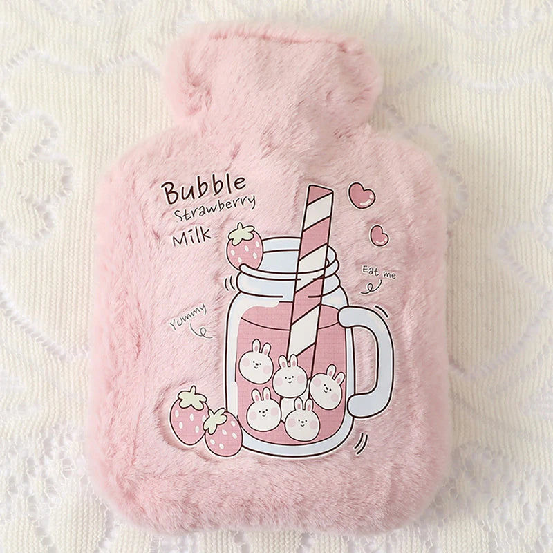 Cartoon Plush Rabbit Bear Hot Water Bottle Water Filling Velvet Small Portable Student Hand Warmer Cute Warm Water Bag