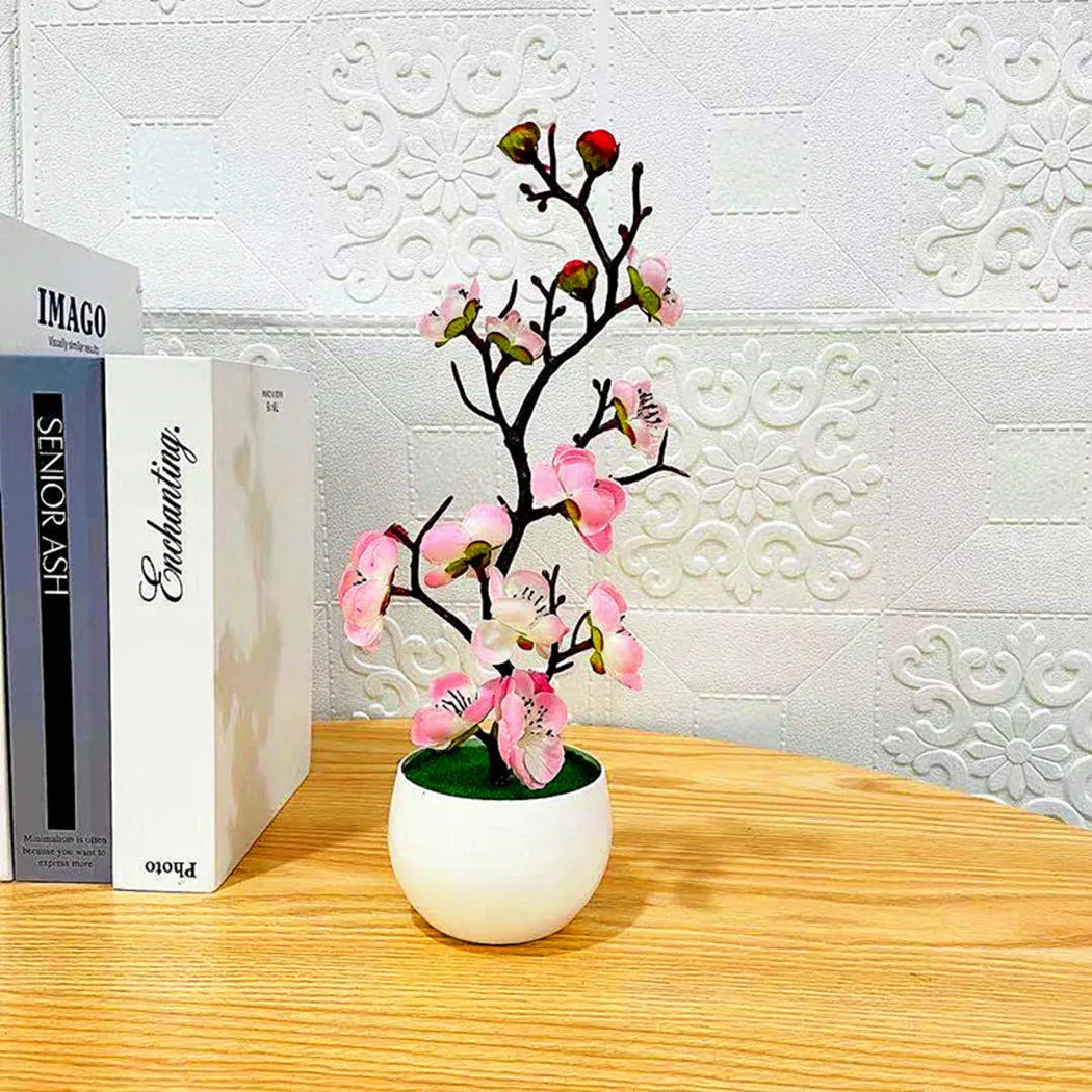 Artificial Bonsai Silk Plum Blossom Flowers for Home Decor