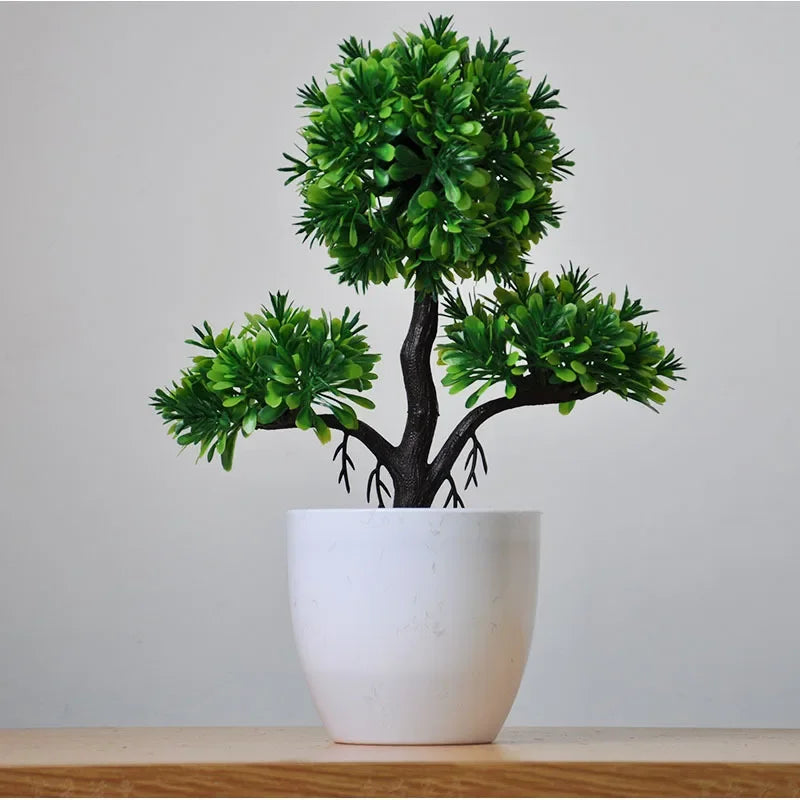 Artificial Potted Bonsai Trees & Flowers for Home & Garden Decor