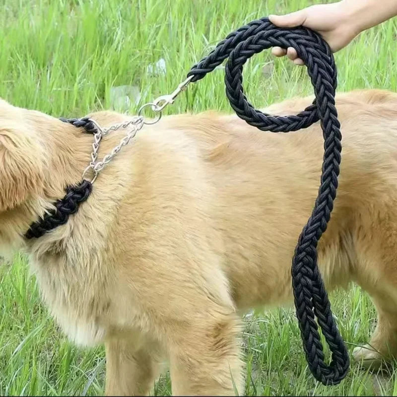 Nylon Braided Dog Leash – Durable Traction Rope for Large Dogs