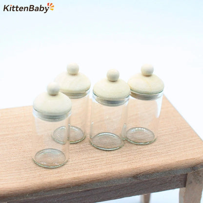 Dollhouse Clear Glass Jar Miniature Storage Bottles