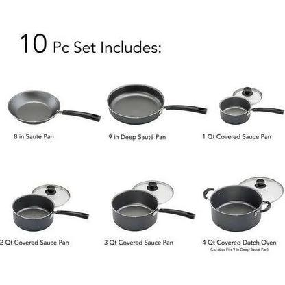 10 Piece Pots and Pans Set for Kitchen Accessories