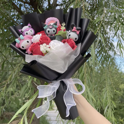 Kawaii Hello Kitty Doll with Artificial Flowers | Sanrio Bouquet Gift