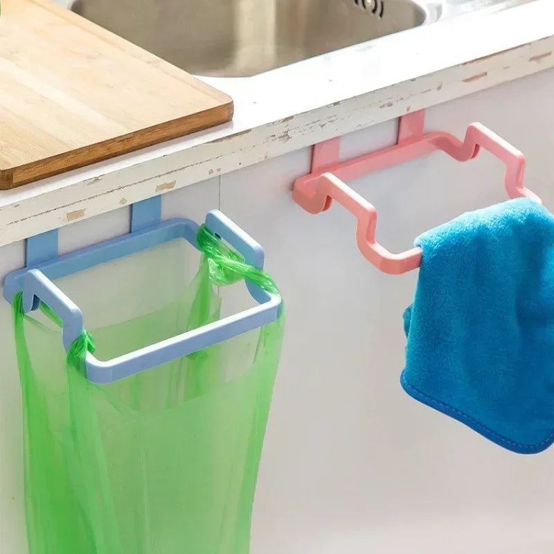 Creative Kitchen Shelf Hanging Garbage Bag Stand Behind Household Cabinet Door Rag Trash Hanger Simple Kitchenware