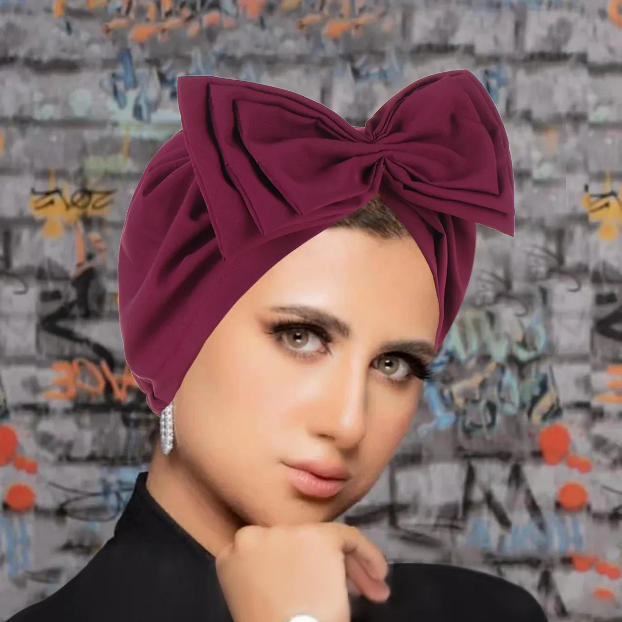 Trendy Big Bow Knot Turban Bonnets Women Stretchy Beanies Chemo Cap Head Cover Muslim Hijab Head Wrap Headscarf Turbante Mujer